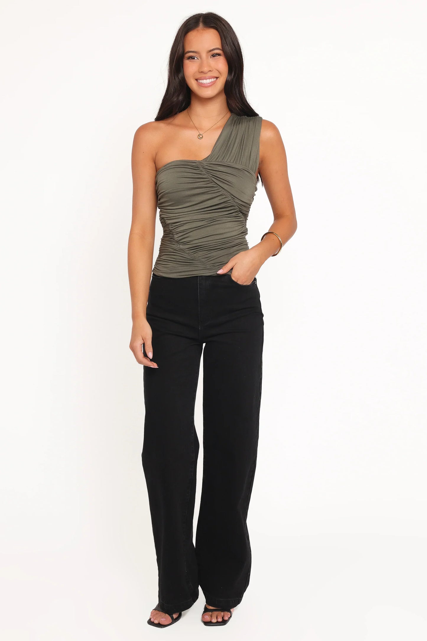 Phelps One Shoulder Top - Olive