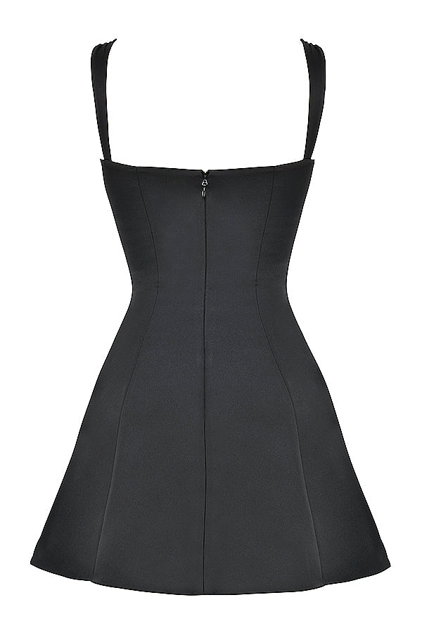 black satin and lace mini dress
