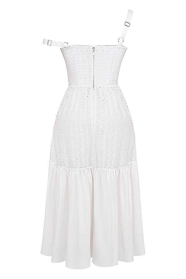 white broderie anglaise midi sundress