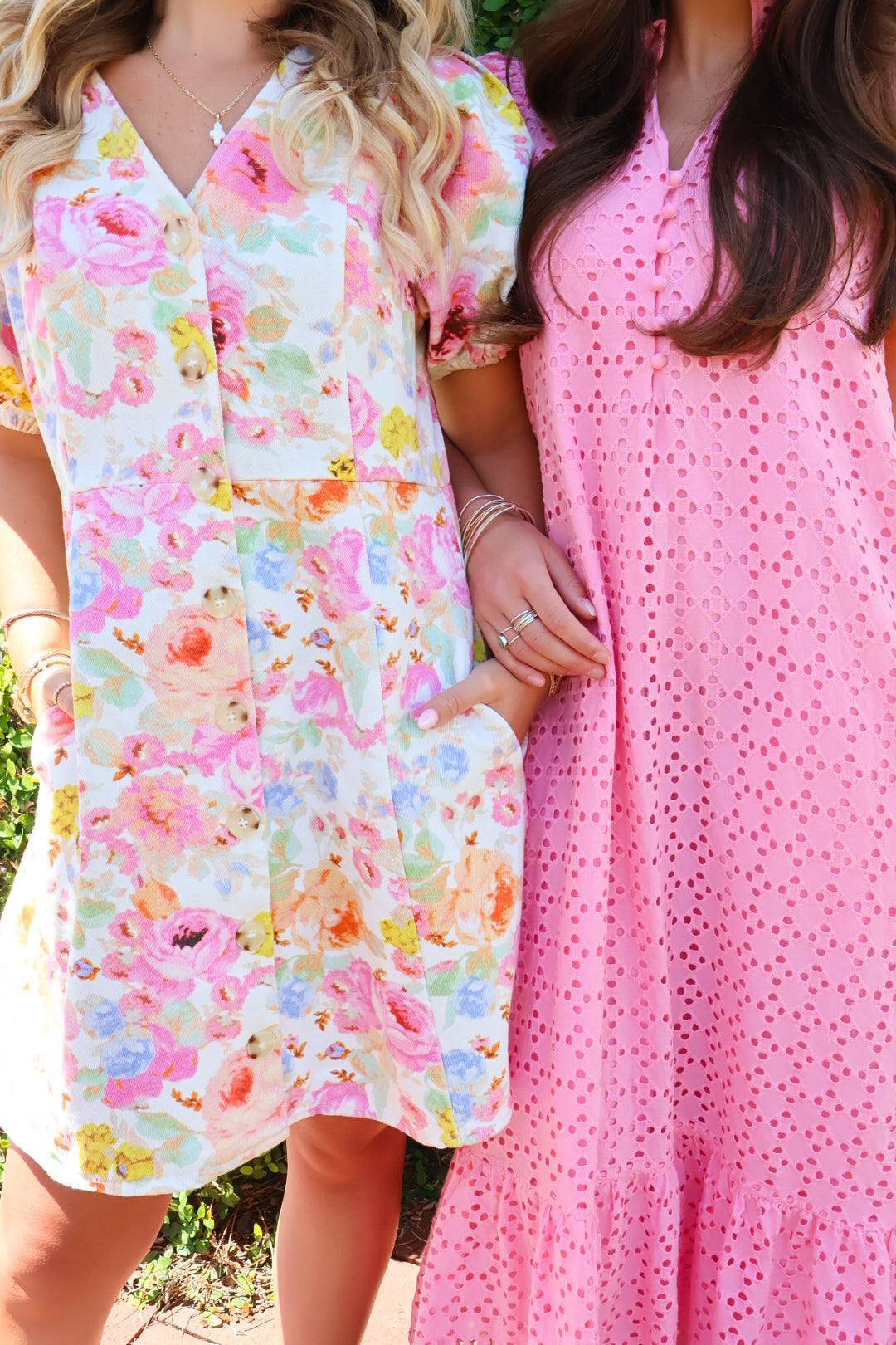 Floral Button Front Denim Dress