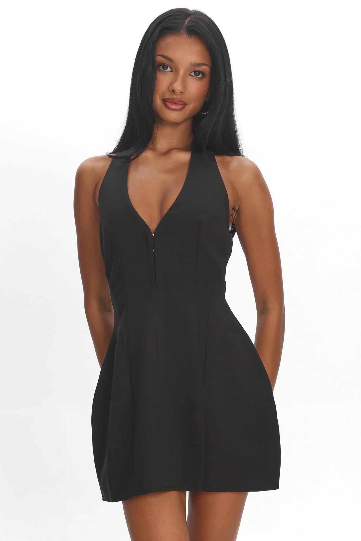 Elisabet Halter Neck Mini Dress Black