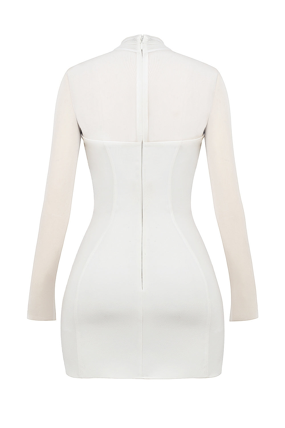 white plunge mini dress