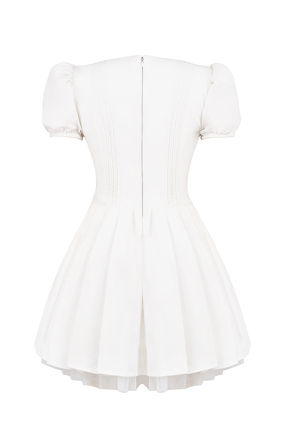 white pleated cotton mini dress