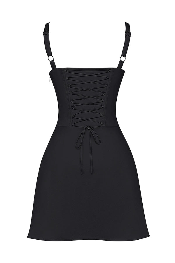 black corset mini dress