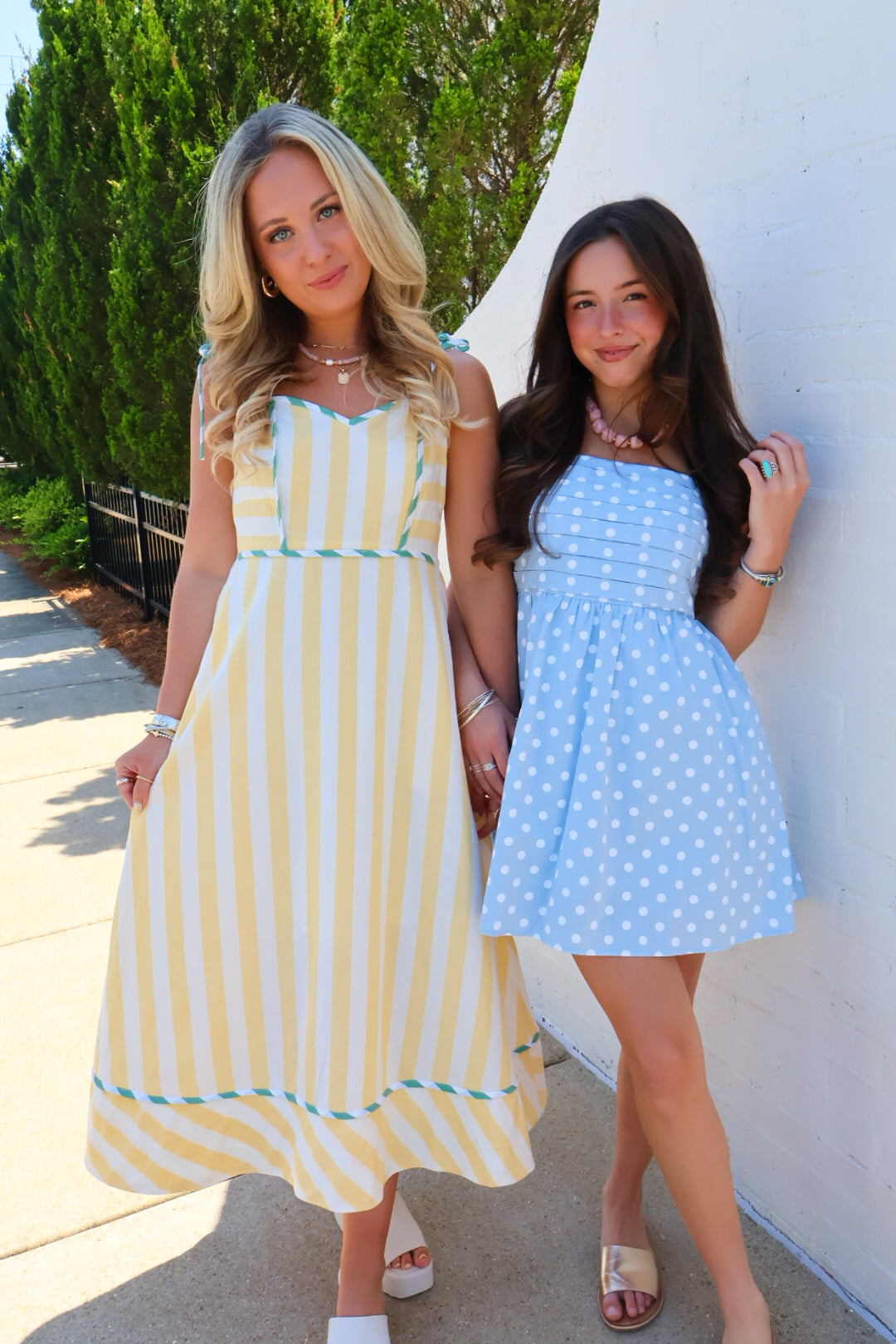 Yellow + White Striped Midi Dress