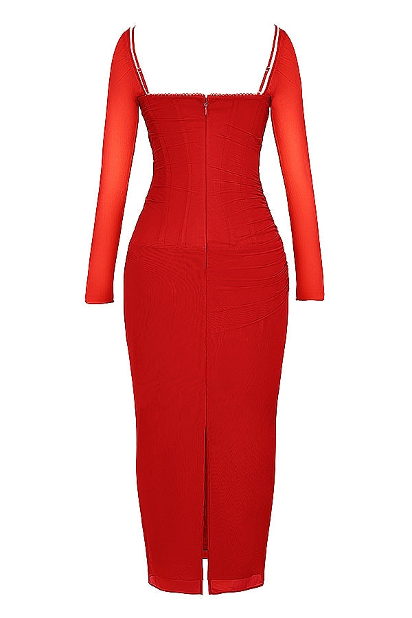 scarlet long sleeve maxi dress