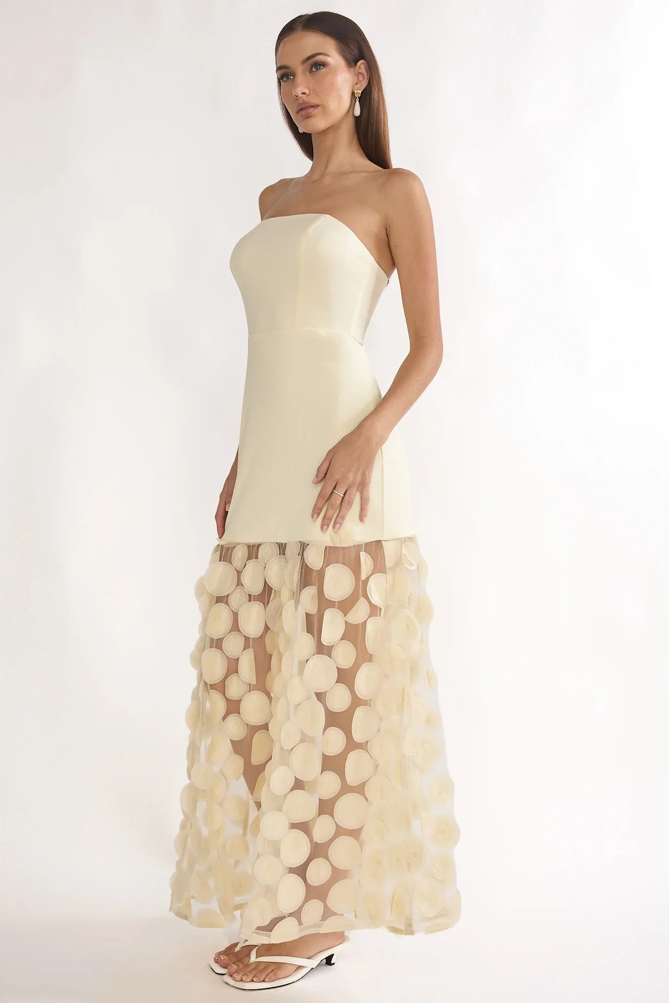 Divora Embellished Hem Maxi Dress Butter