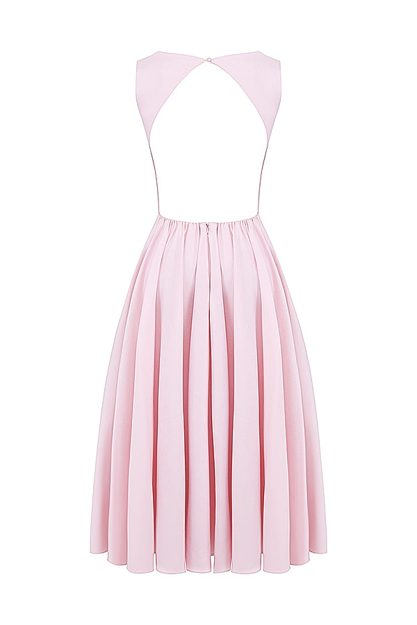 ballerina pink twill midi sundress