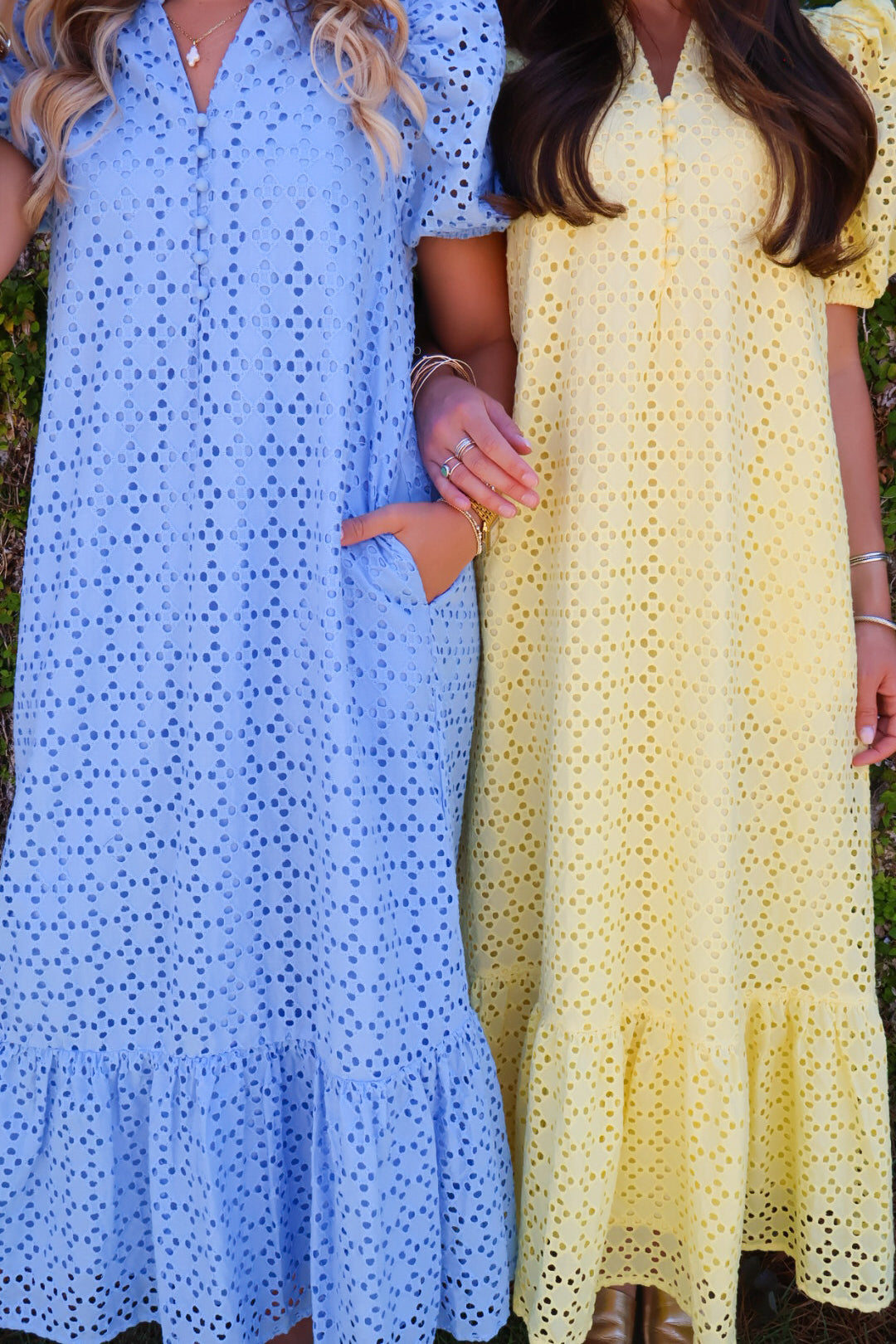 Eyelet Midi Dress - Yellow