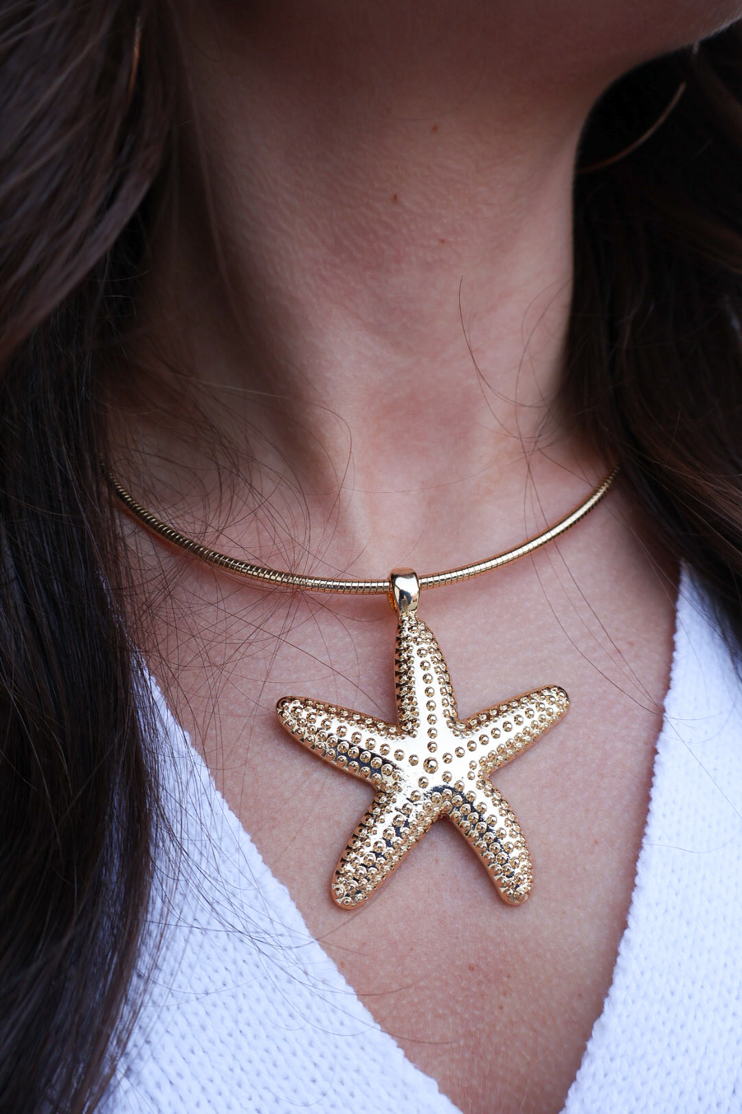 Gold Starfish Choker Necklace