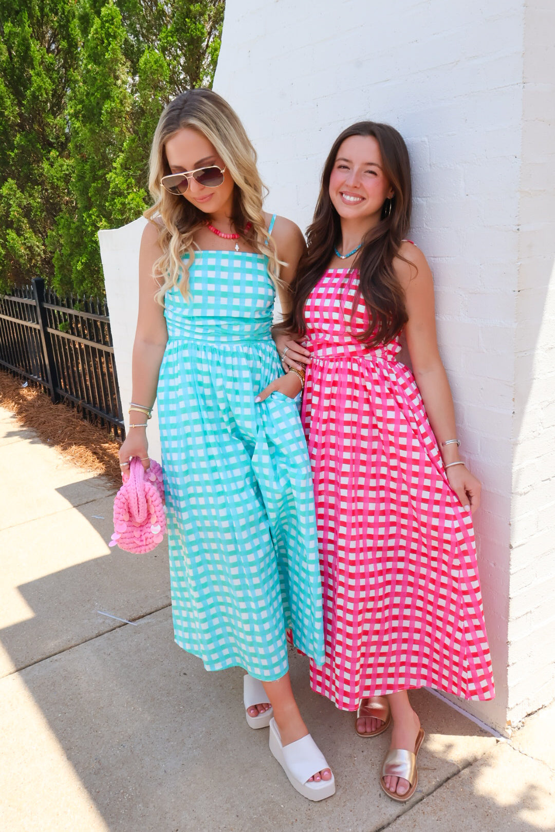 Checkered Midi Dress - Mint