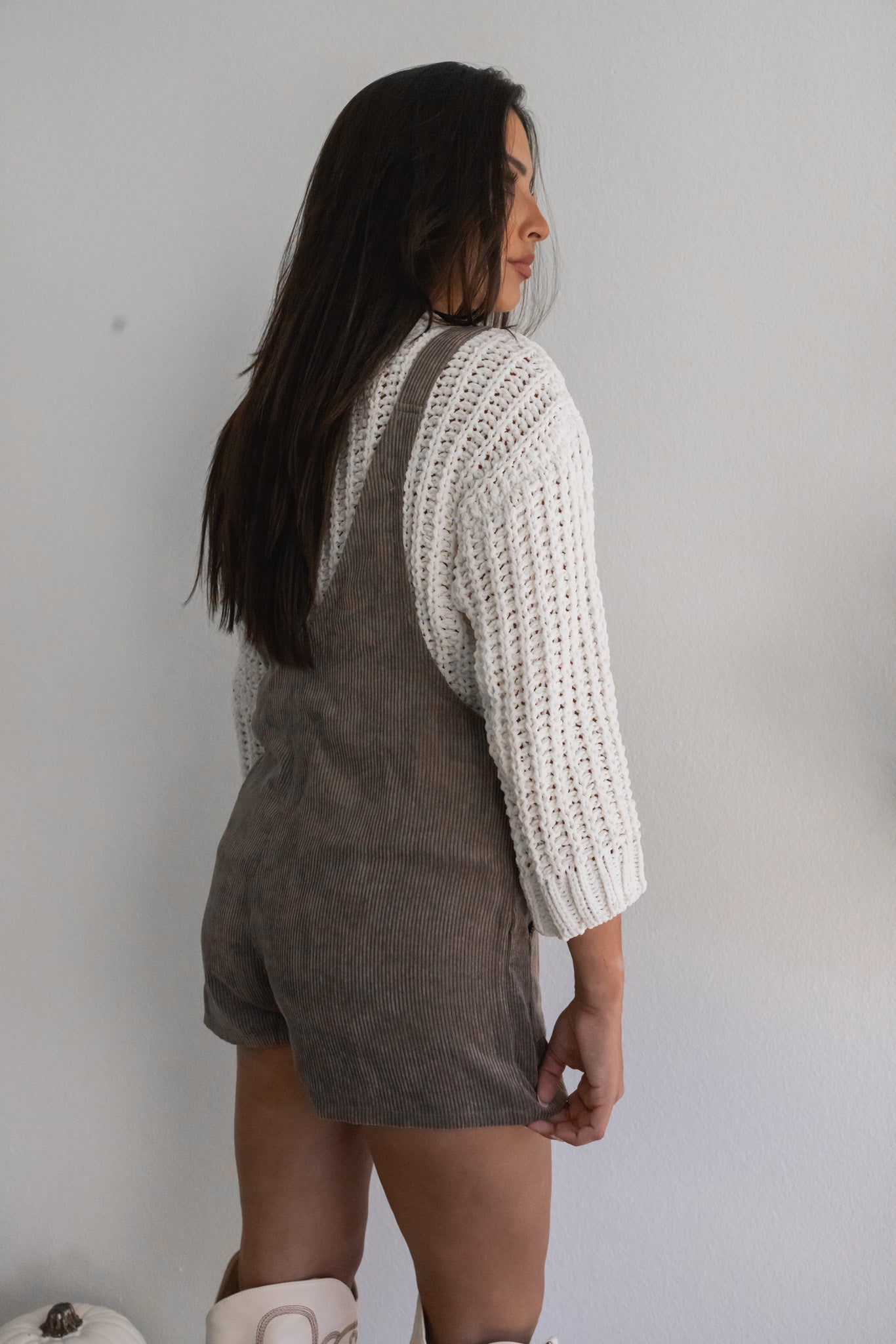 Falling For You Corduroy Romper (Grey)