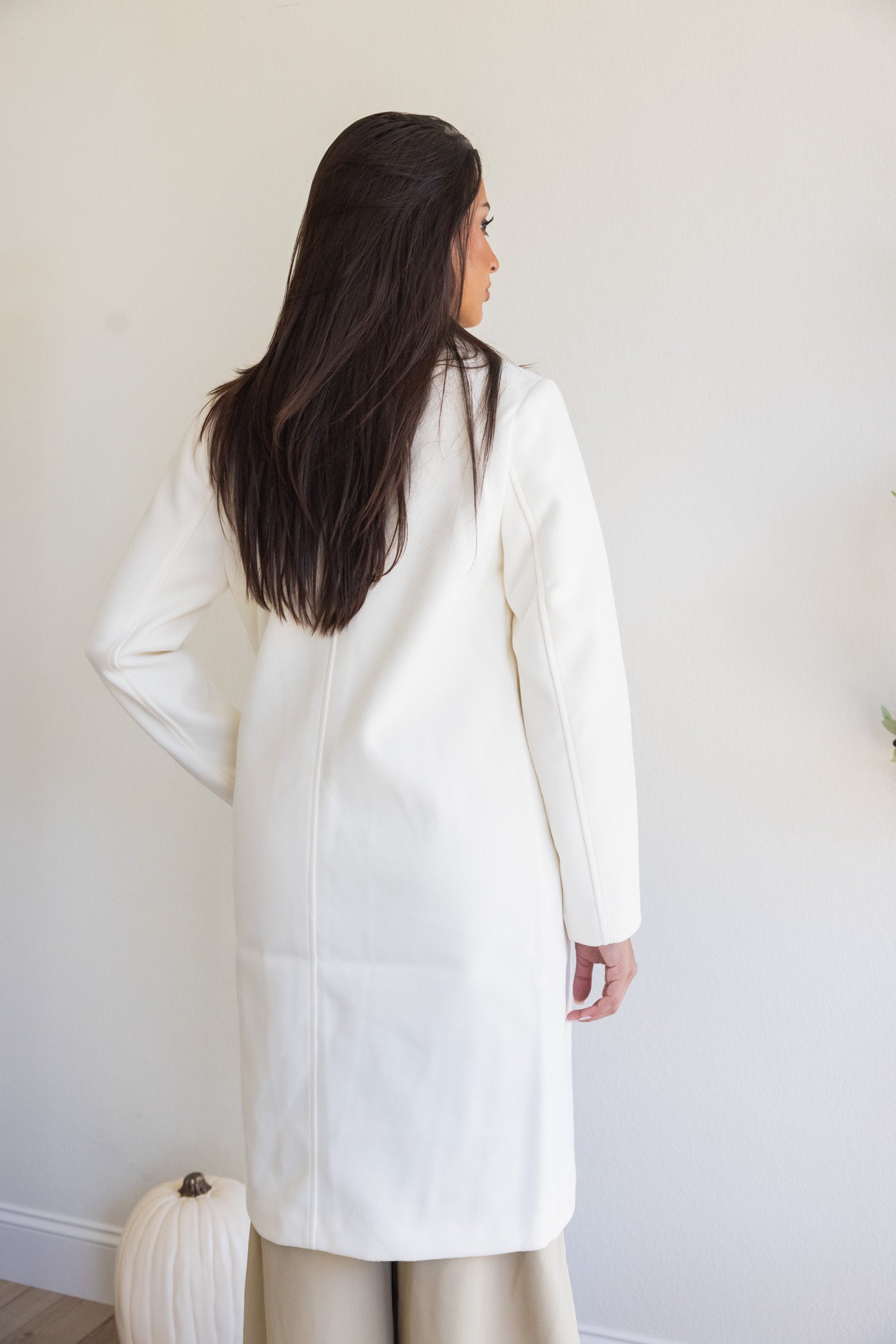Bundled Up Notched Fleece Trench Coat (Ivory)