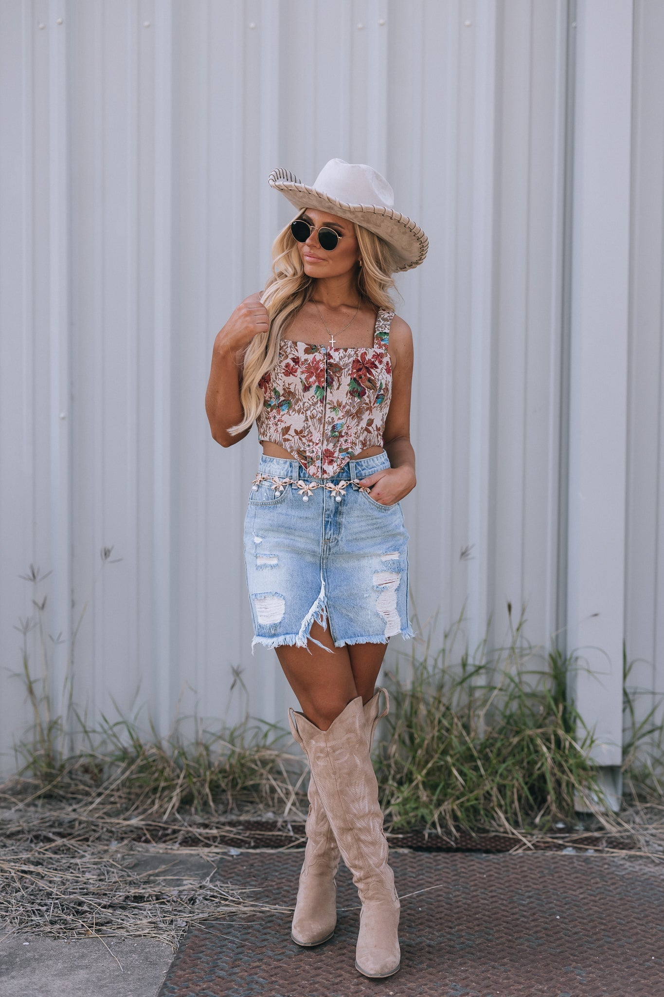 Grayson Mid Rise Denim Skirt
