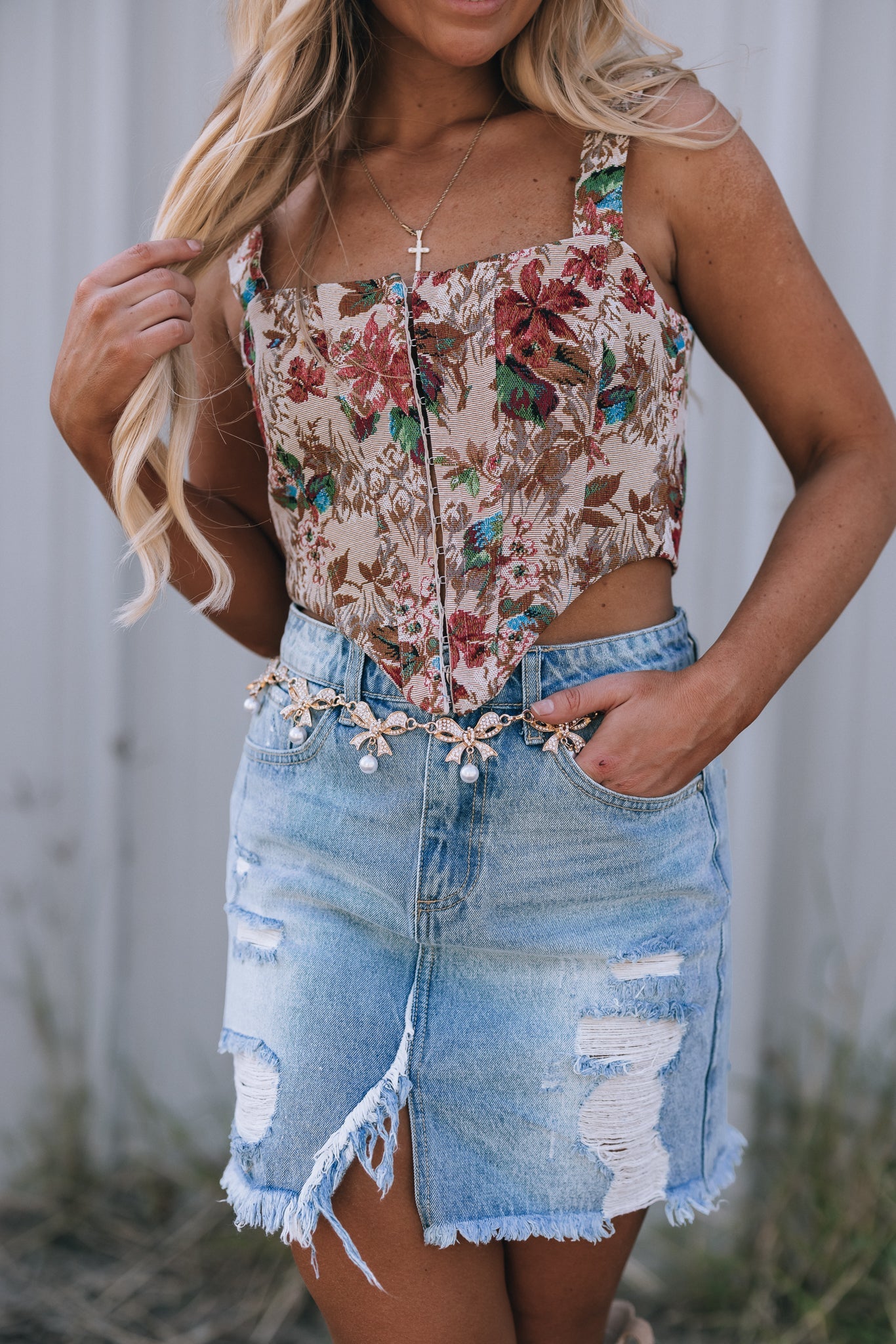 Heartland Bow Rhinestone Chain Belt