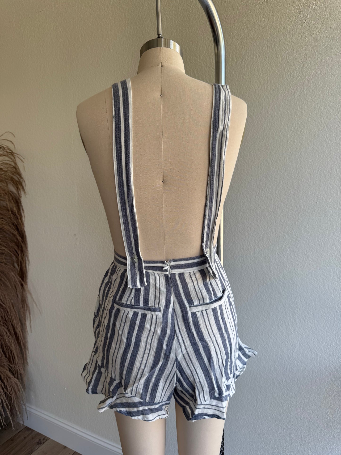 Striped Cotton Overalls WAREHOUSE FINAL SALE