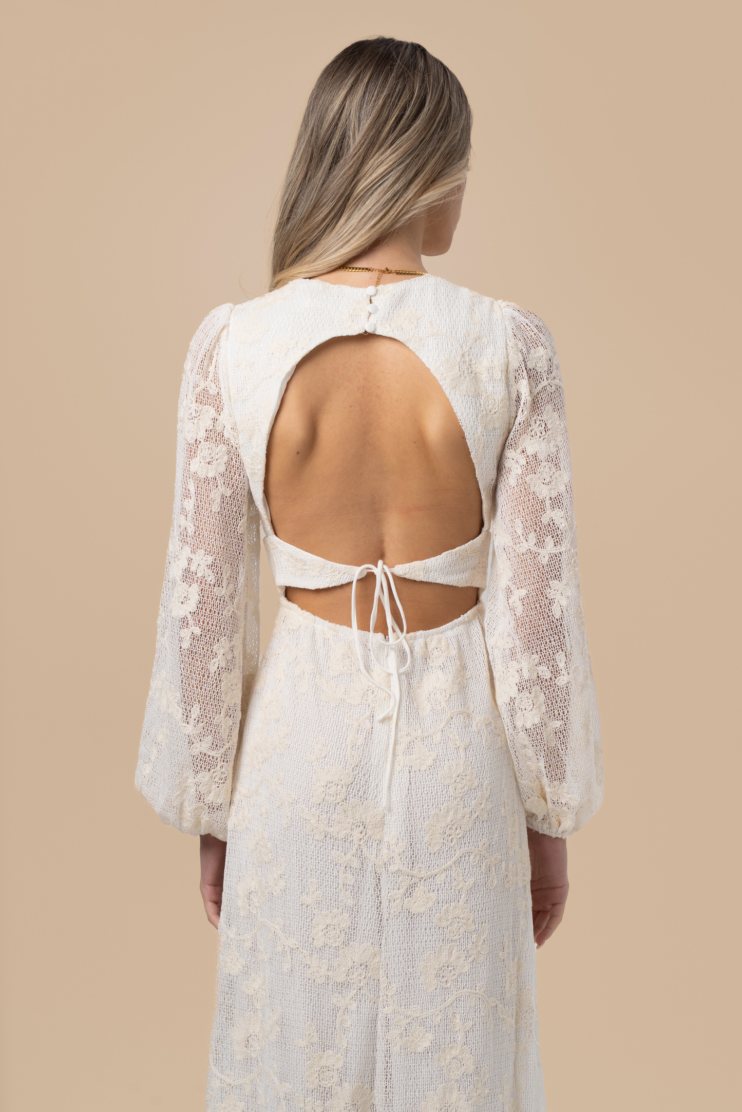 Maliyah Long Sleeve Open-Back Midi Dress