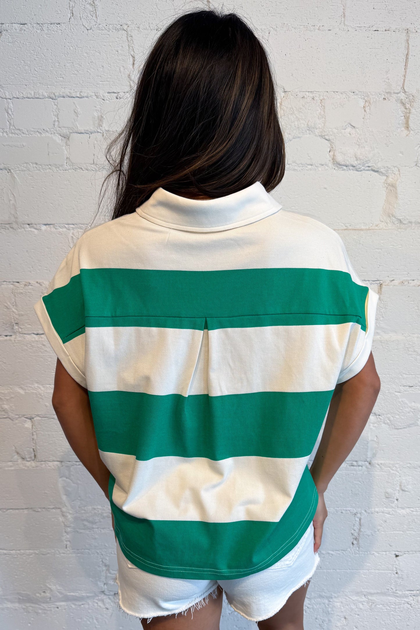 Striped Boxy Cropped Rugby Top
