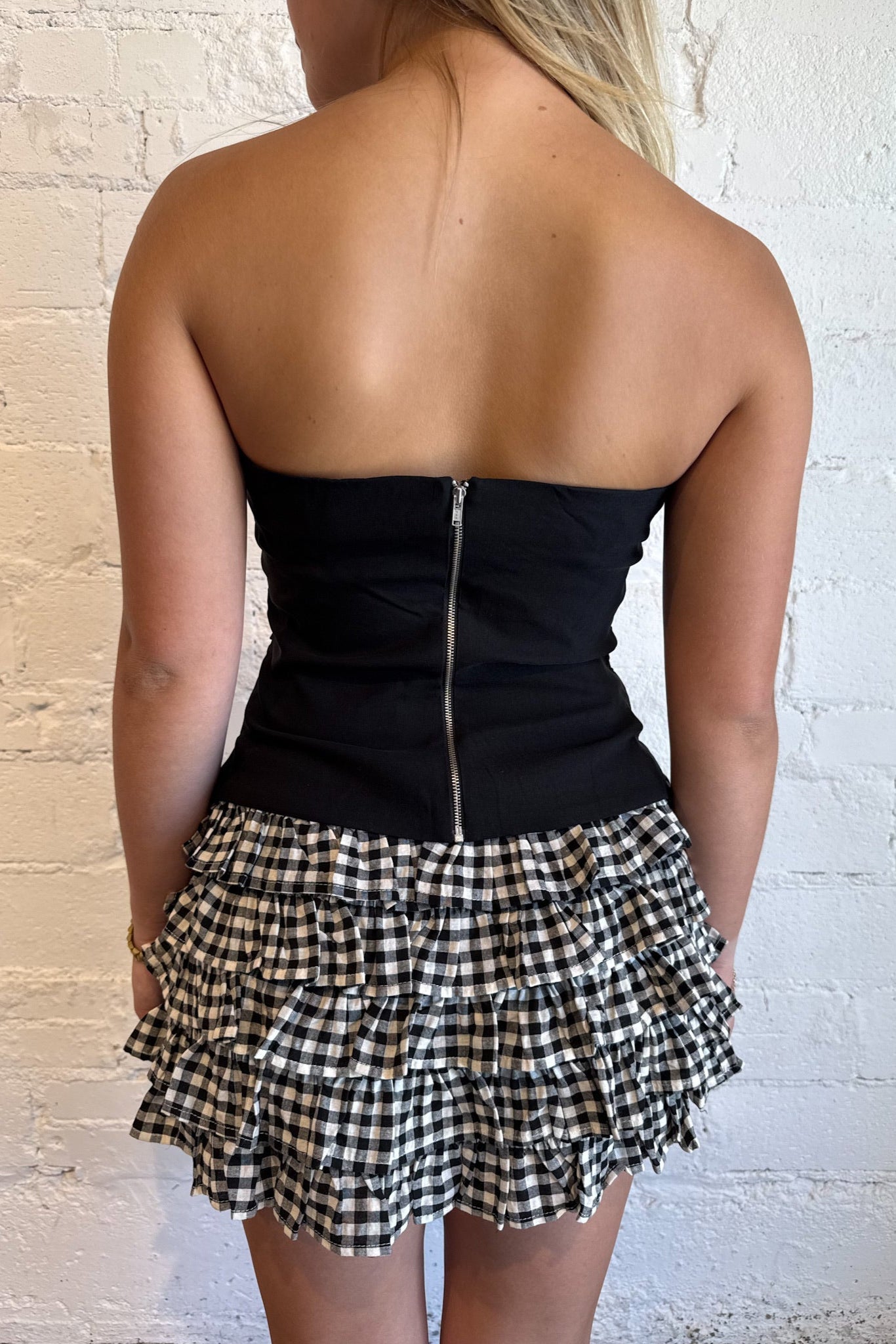 Vivid Checker Ruffle Mini Skort