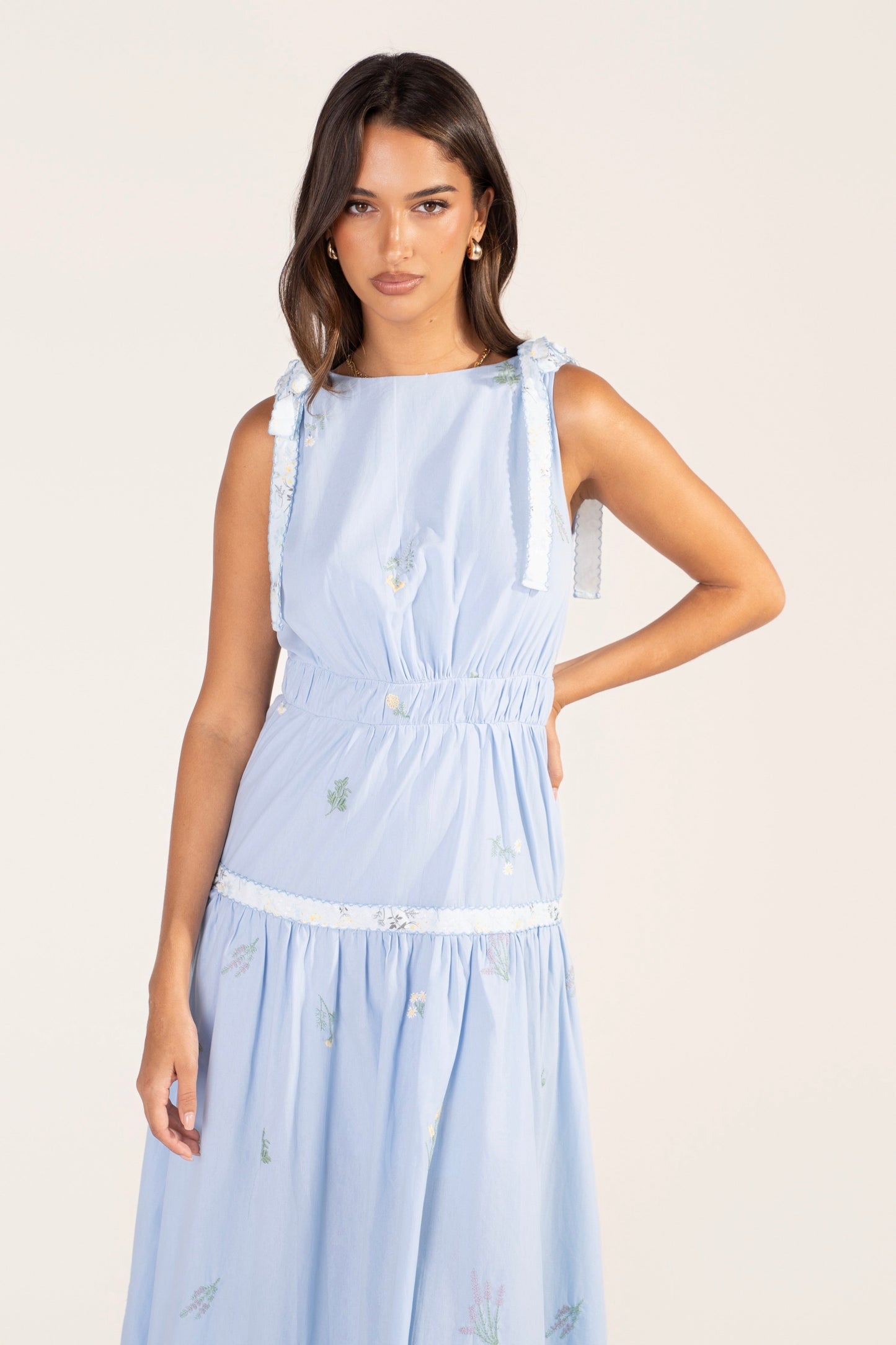 Wisteria Soft Blue Floral Day Dress