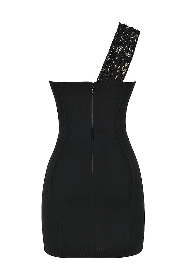 black lace mini dress