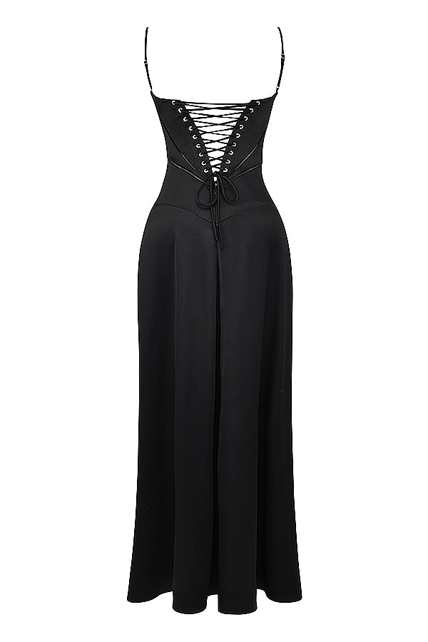 black lace up maxi dress