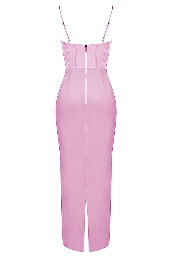 pink corset maxi dress