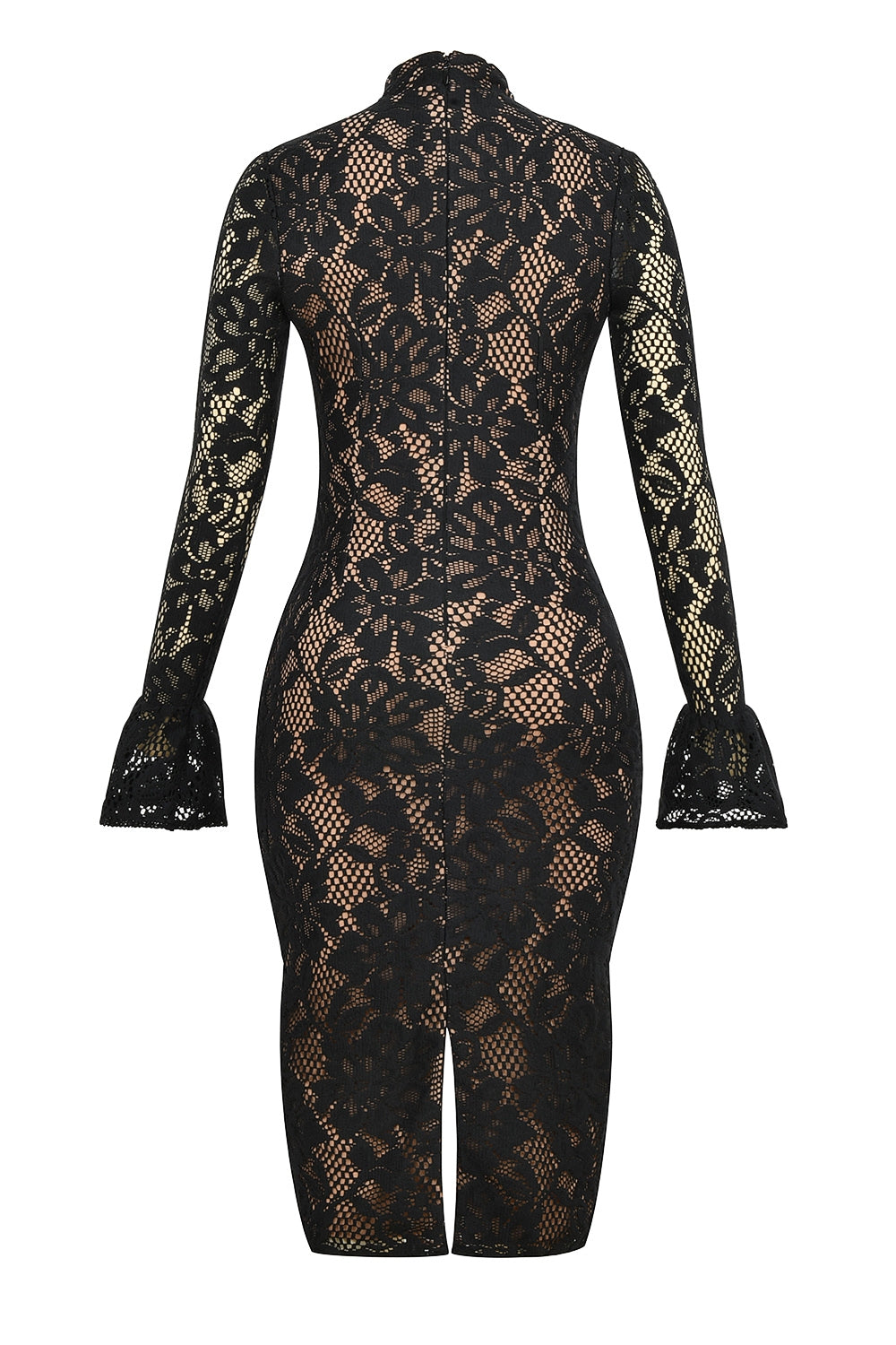 black lace midi dress