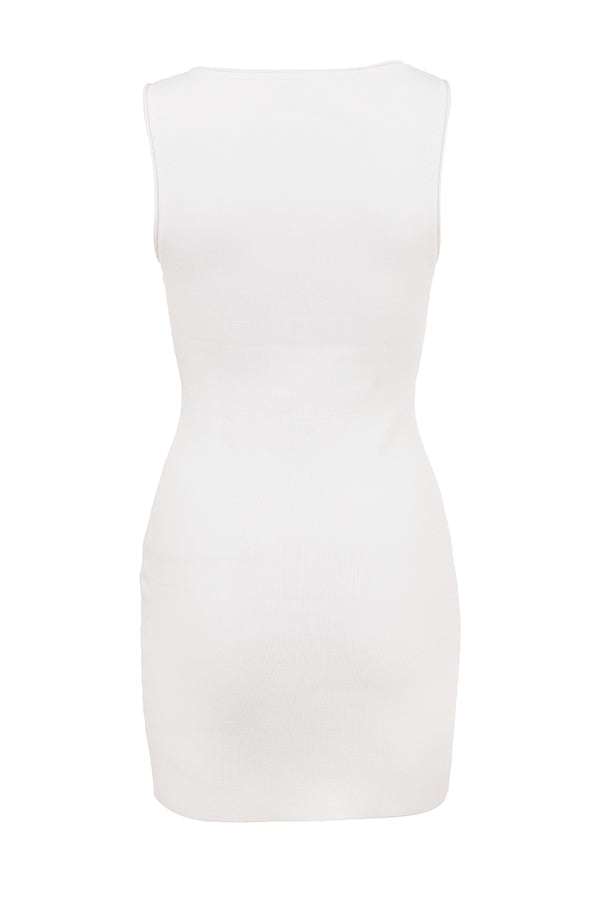 white stretch knit mini dress - sale