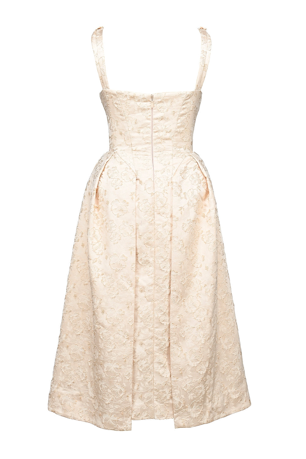 ivory metallic jacquard midi dress - sale