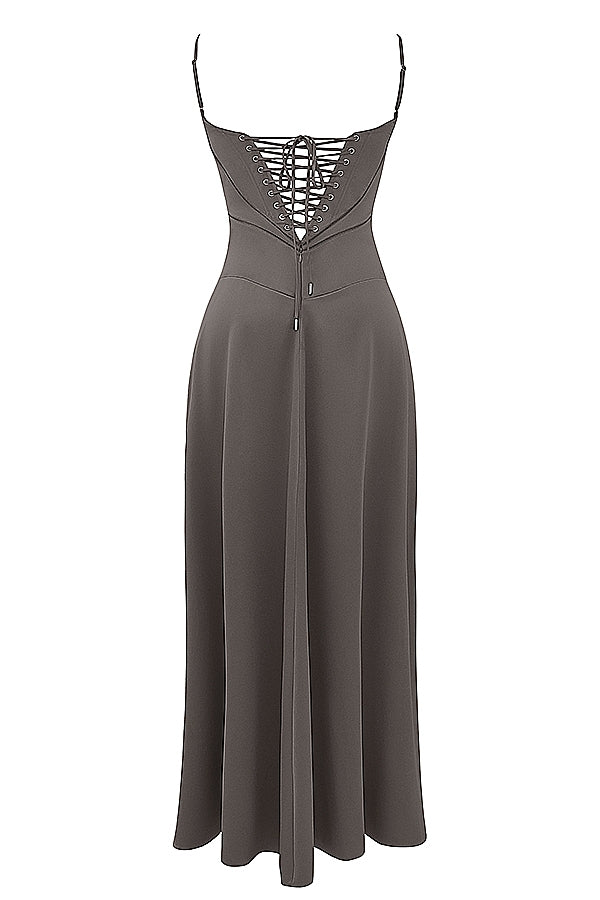 smoke lace up maxi dress