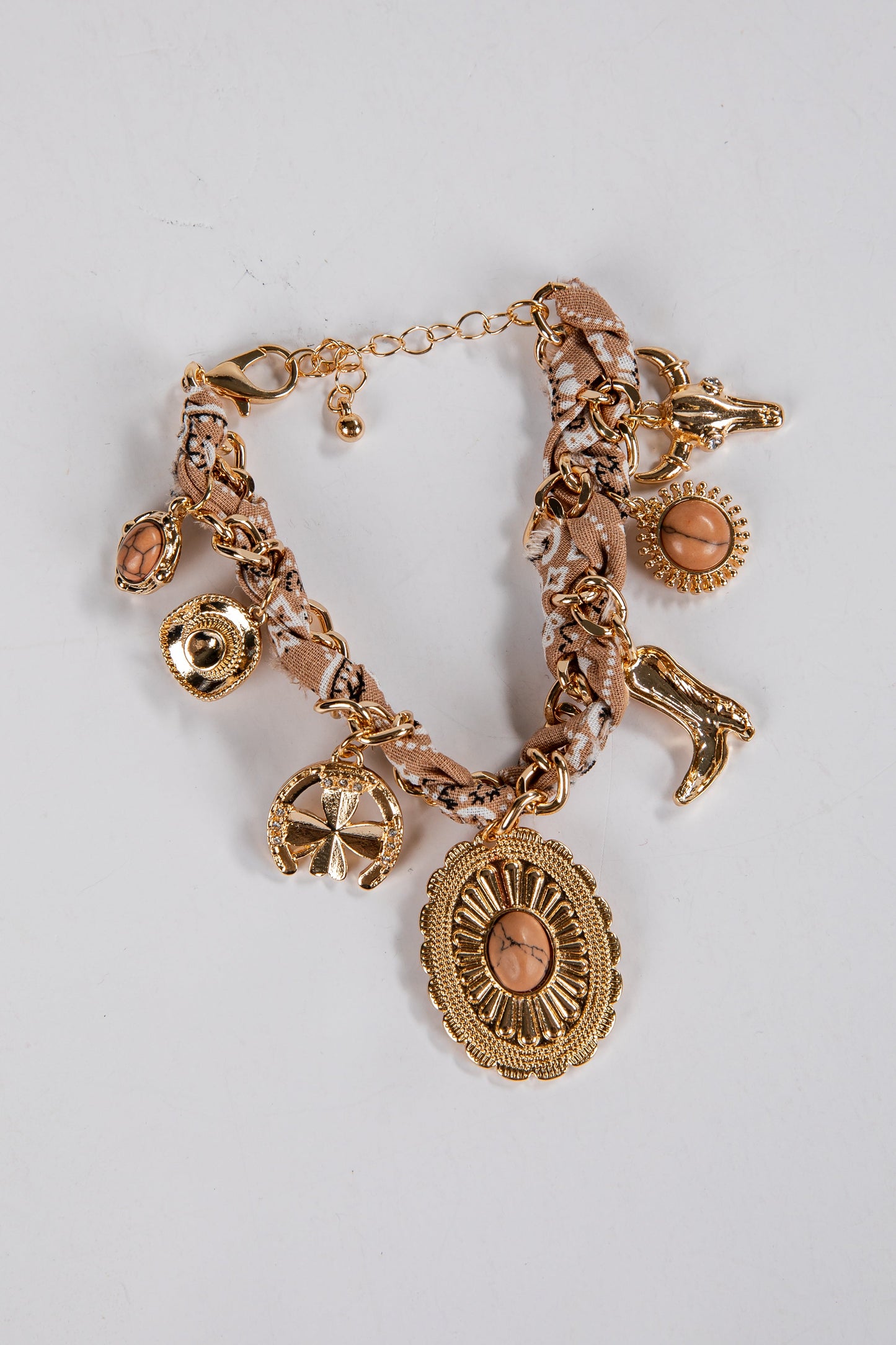 Clara Beige Western Charm Layered Bracelet