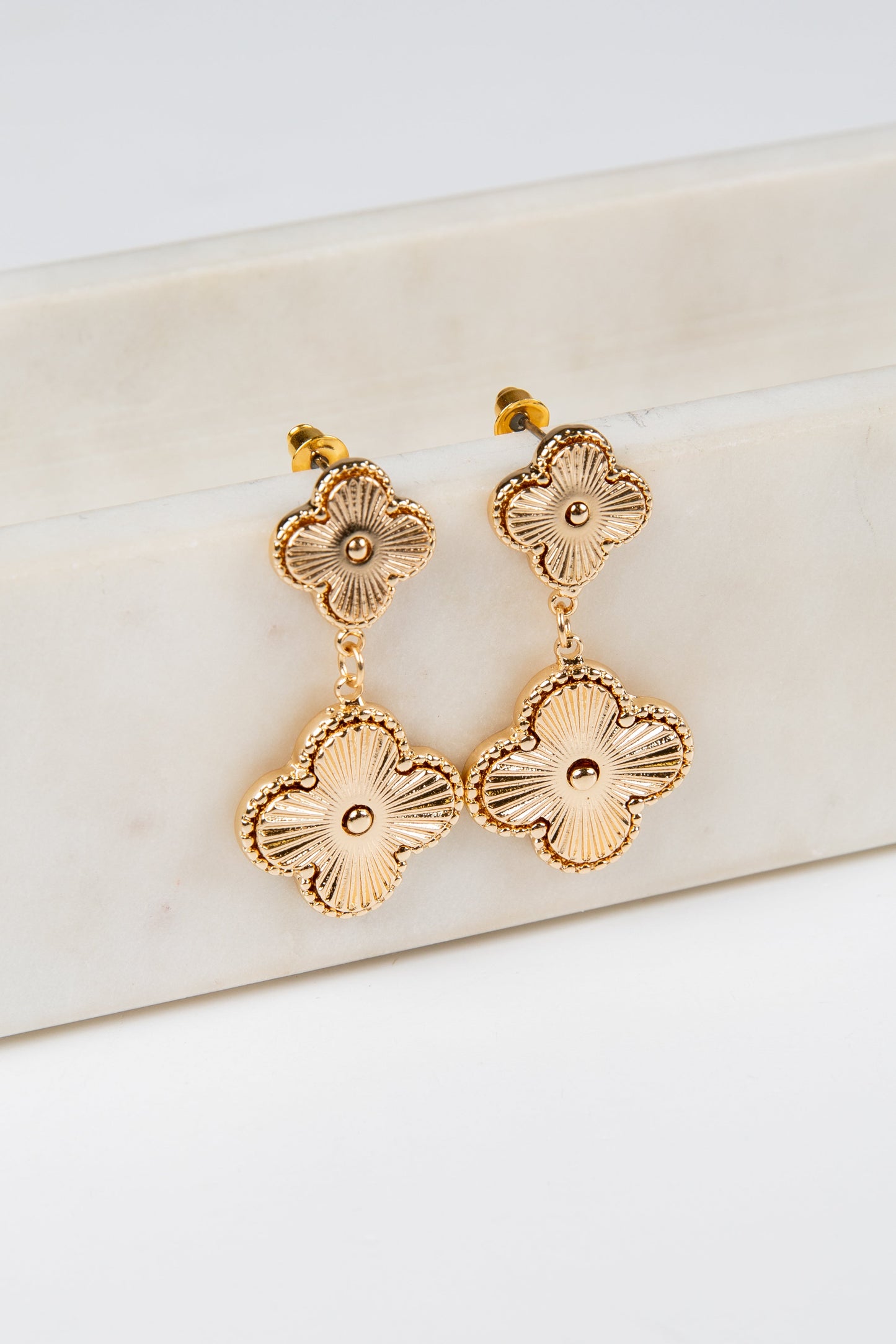 Charlie Gold Quatrefoil Drop Earrings