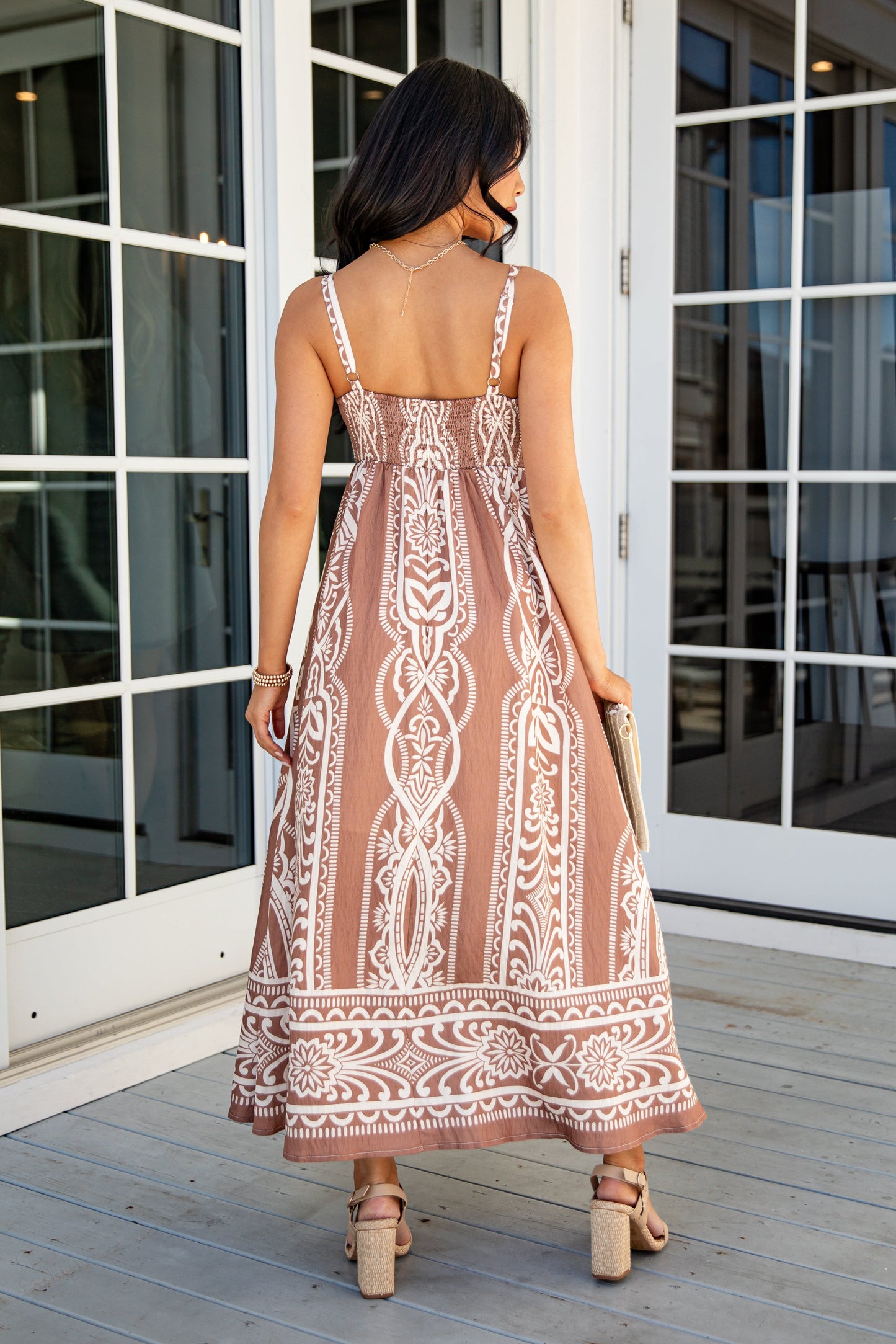 Always The One Mocha Printed Midi Dress