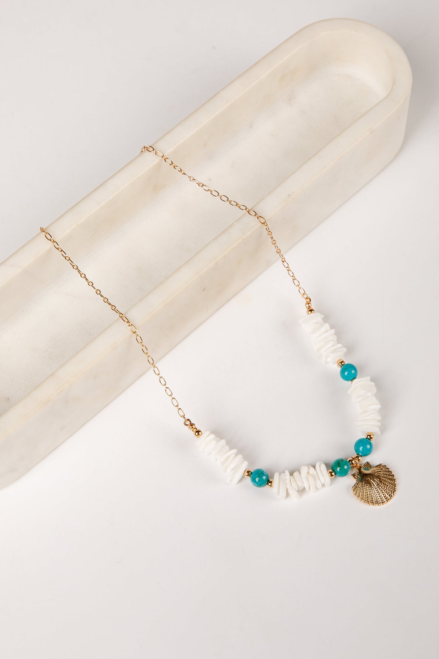 Avery Turquoise Beaded Shell Necklace