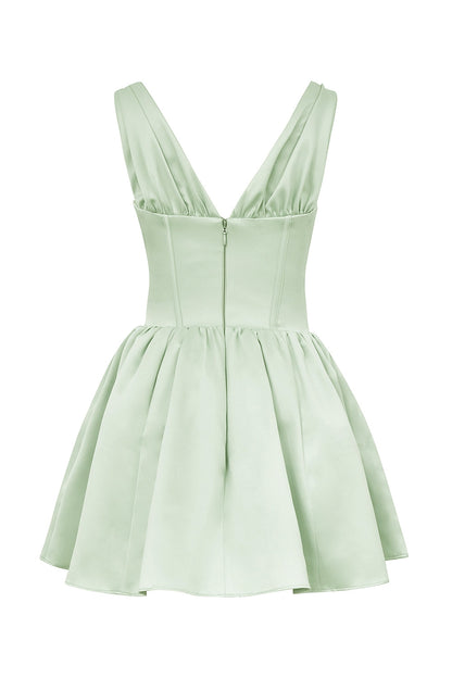 pistachio satin mini dress - sale