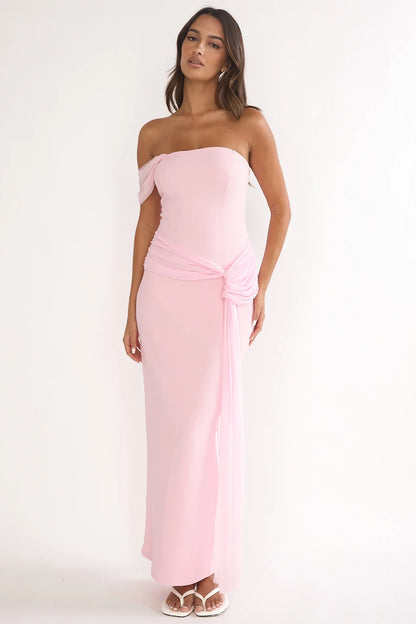 Chiavari Waist Drape Maxi Dress Pink