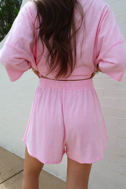 Slub Cotton Skort Set - Bubblegum Pink