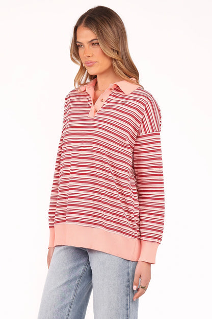 Beau Long Sleeve Jersey Top - Pink Stripe