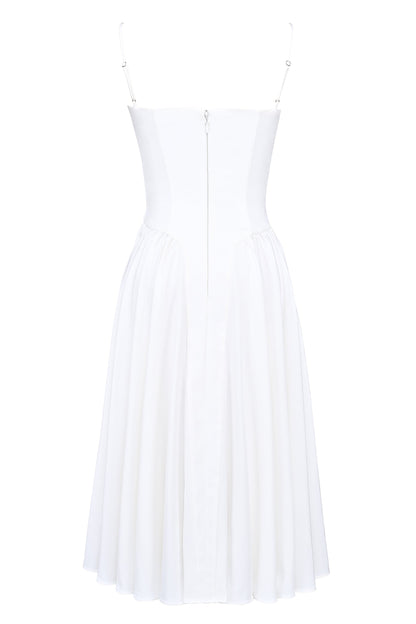 white corset midi dress