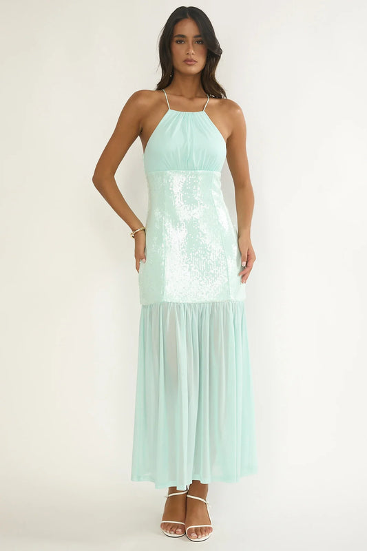 Wilma Sequin Bodice Maxi Dress Mint