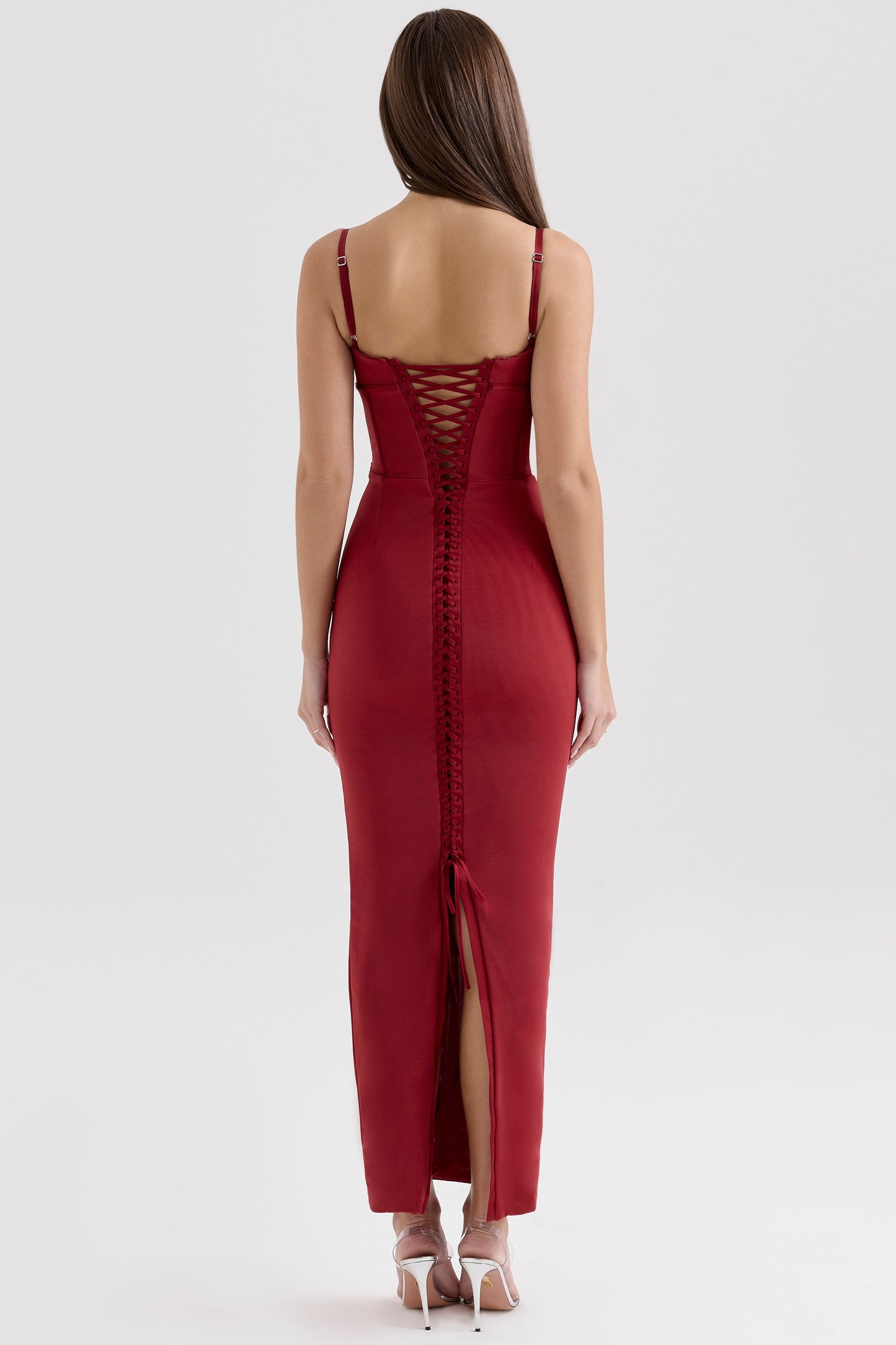 wine mesh bodycon maxi dress