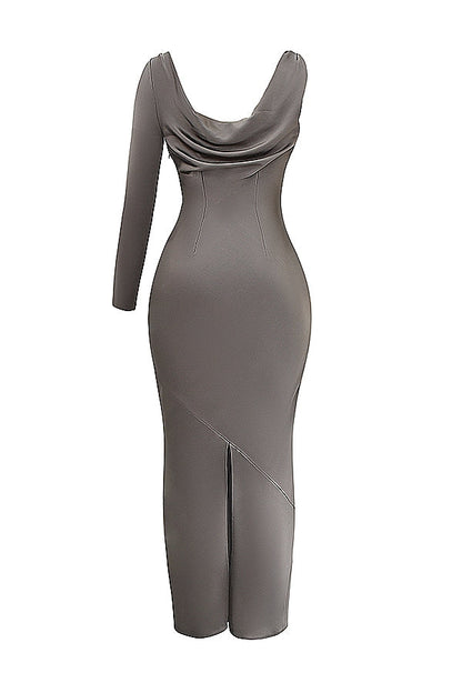 smoke one sleeve maxi dress