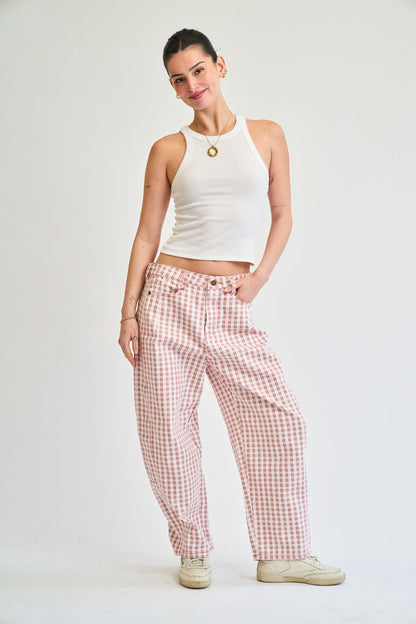 Alessia Barrel Jeans in Light Red