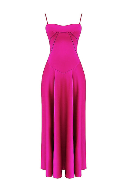 fuchsia lace up maxi dress