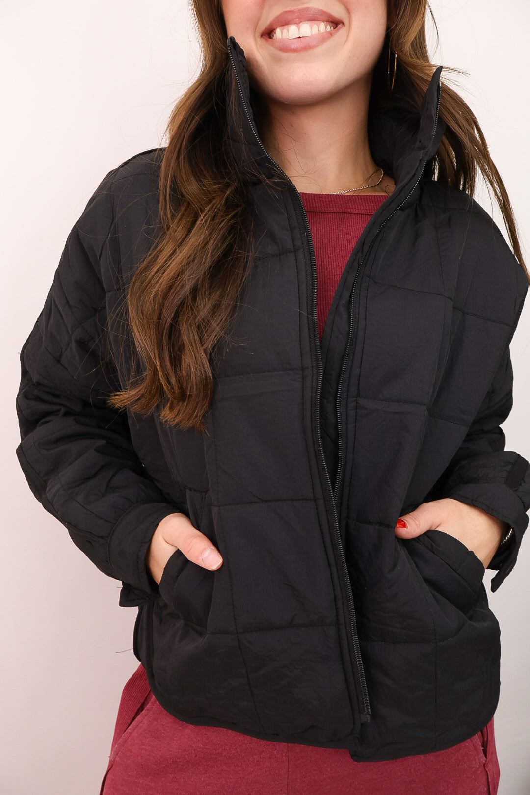 Cozy Up Quilted Puffer Jacket - Black