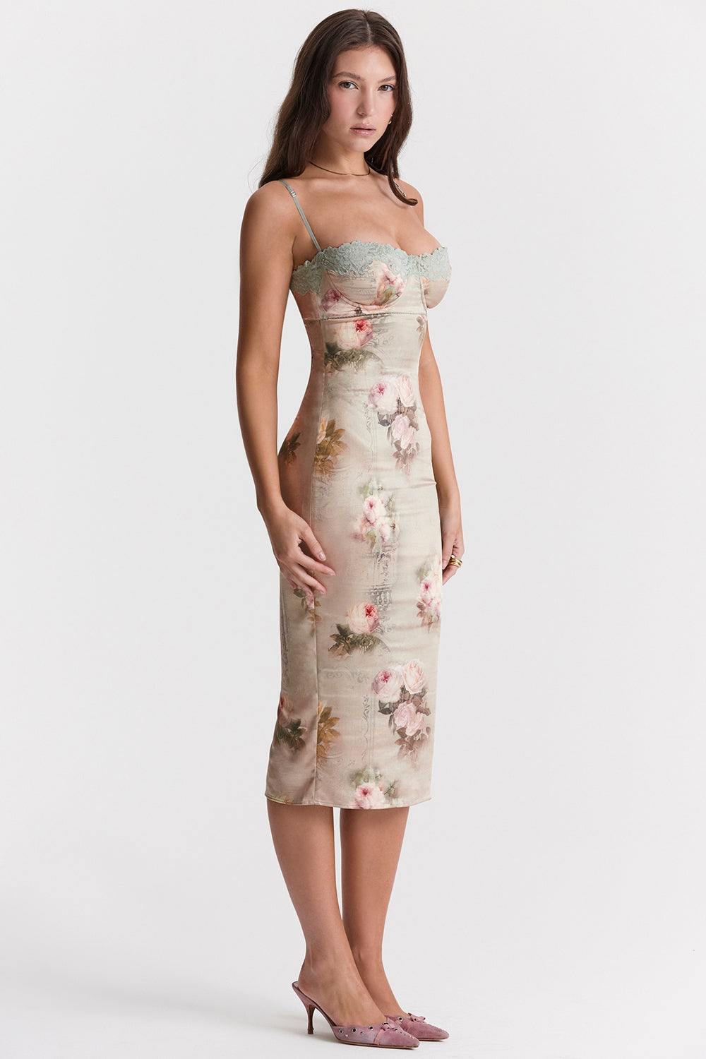 vintage floral midi dress
