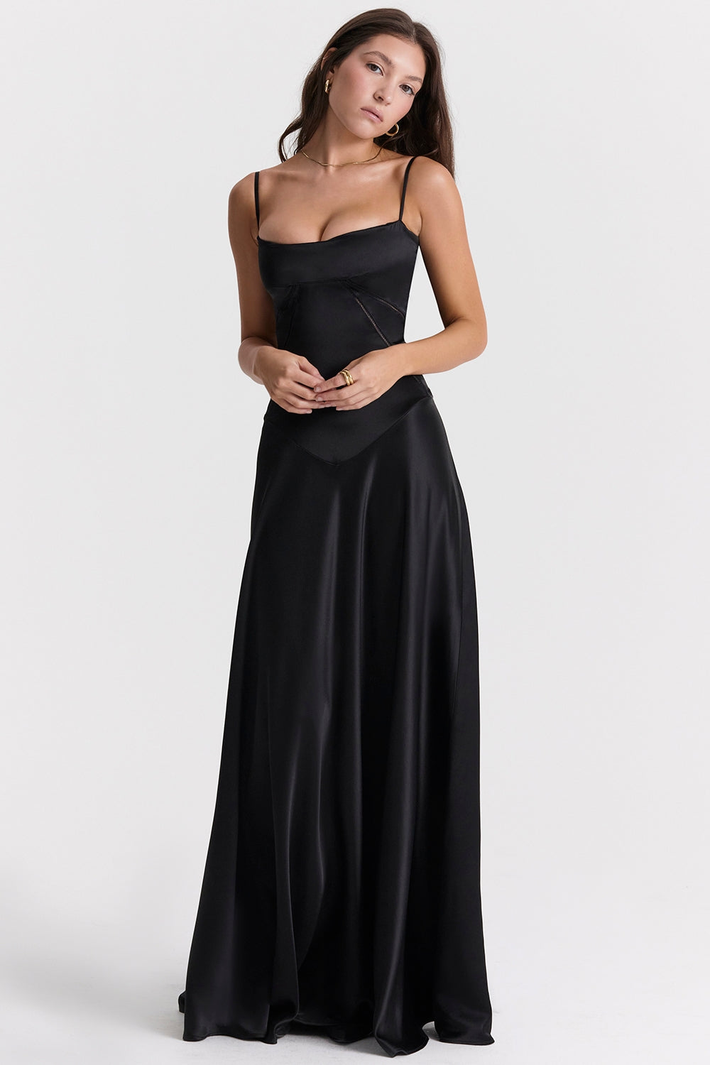 black lace up maxi dress