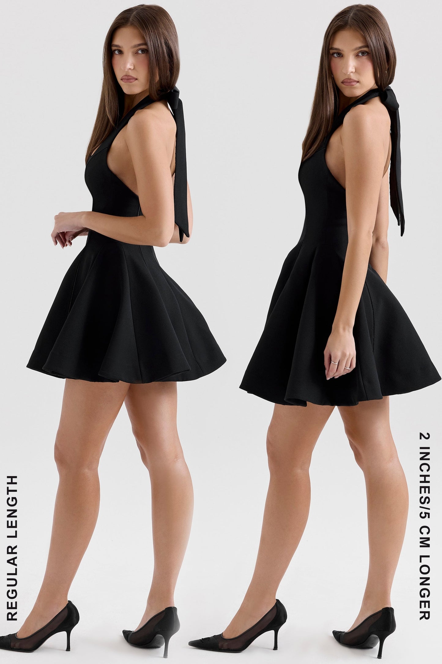 black halter neck bow mini dress