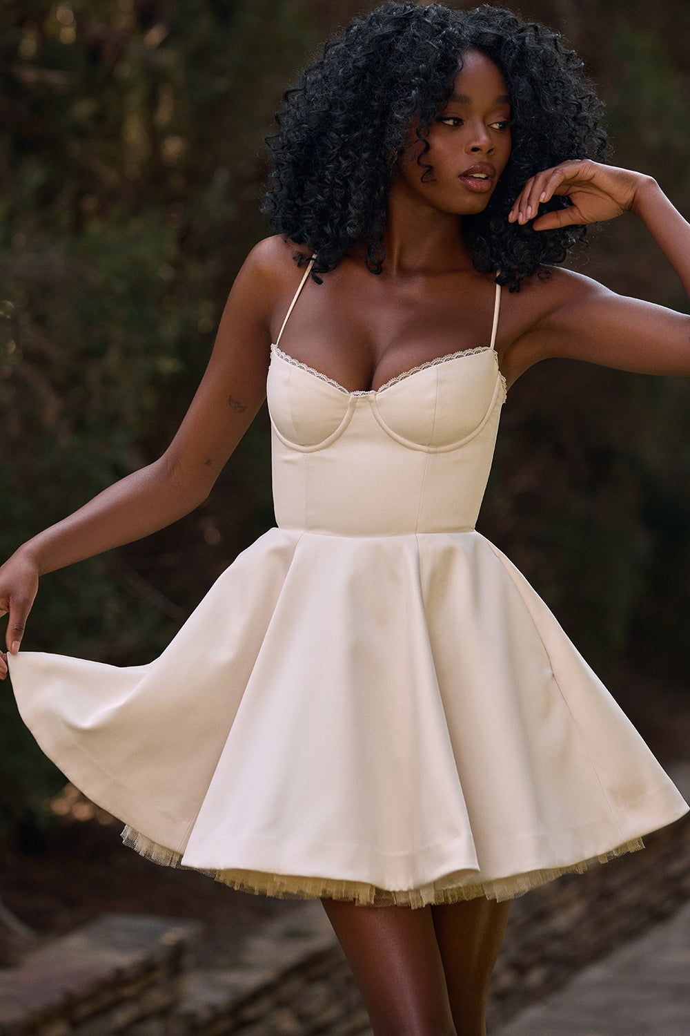 vintage cream tulle mini dress